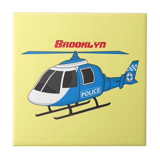 Azulejo Dibujo animado de helicóptero de la policía lindo (Frente)