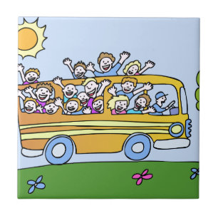 Azulejo Dibujo animado de los jinetes de autobús escolar