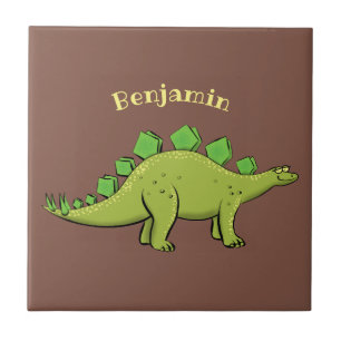 Azulejo Dibujo animado divertido de estegosaurio dinosauri