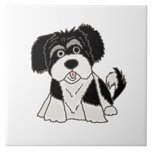 Azulejo Dibujo animado divertido del perro de perrito de (Frente)