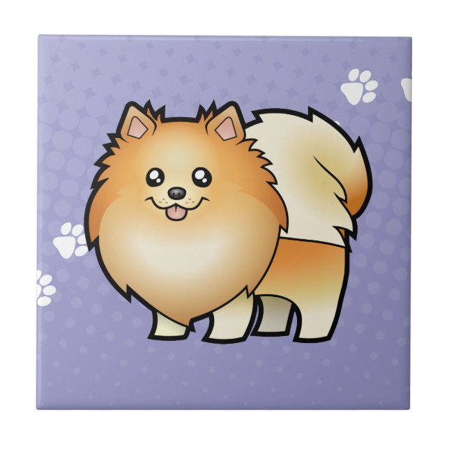 Azulejo Dibujo animado Pomeranian (Frente)