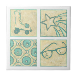 Azulejo Dibujo de bloques de madera rosada por Chariklia Z