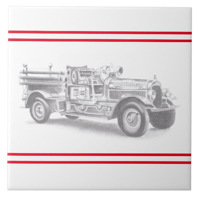 Azulejo dibujo de bombero de piropos de piruetas vintage (Frente)