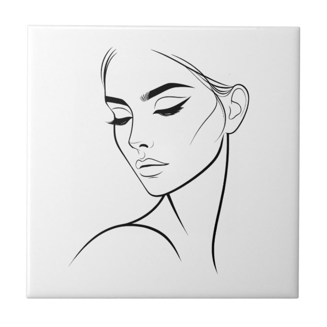 Azulejo Dibujo de cara de una mujer de línea nº3 (Frente)