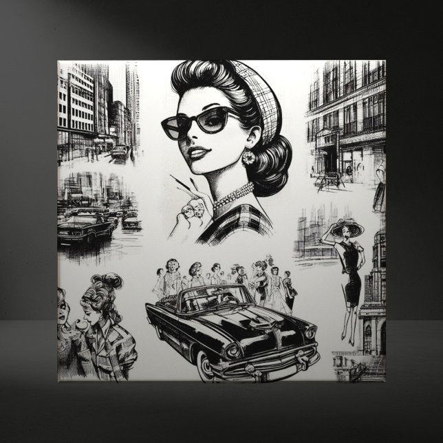 Azulejo Dibujo de Chica de moda de época (Subido por el creador)