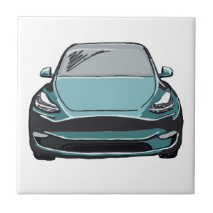 Azulejo Dibujo de coches SUV de vehículos eléctricos verde