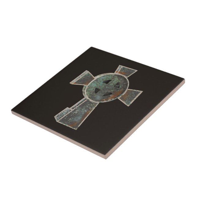 Azulejo Dibujo de Cruz de Lápida de Cementerio de Hallowee (Lado)