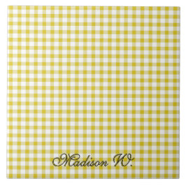 Azulejo Dibujo de gingham amarillo cálido y lindo