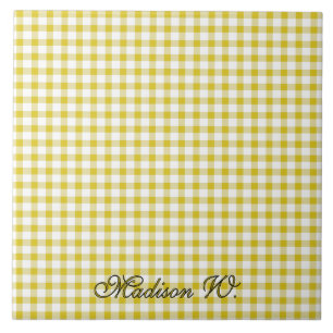 Azulejo Dibujo de gingham amarillo cálido y lindo