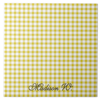 Azulejo Dibujo de gingham amarillo cálido y lindo