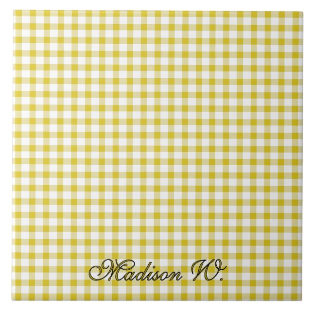 Azulejo Dibujo de gingham amarillo cálido y lindo (Frente)