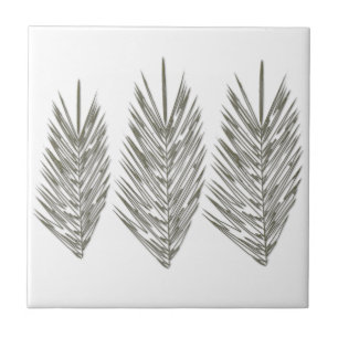 Azulejo Dibujo de hojas de paleta blanca negra