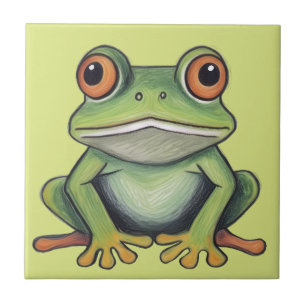 Azulejo Dibujo de rana con lápiz de color