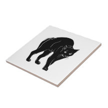 Dibujo de silueta de gato negro de Halloween