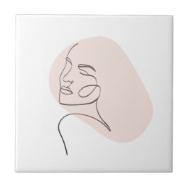 Azulejo Dibujo de una mujer de línea cara