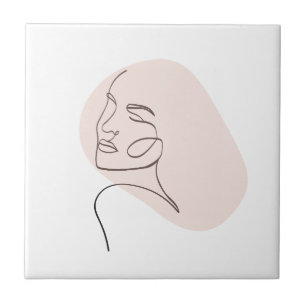 Azulejo Dibujo de una mujer de línea cara