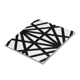 Azulejo Dibujo mecánico moderno en línea en blanco y negro