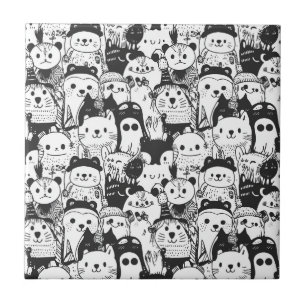 Azulejo Dibujo Patrón Animal Kawaii Adorable (1)