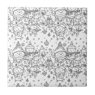 Azulejo Dibujo Patrón Navideño de Invierno Adorable (2)