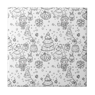Azulejo Dibujo Patrón Navideño de Invierno Adorable (3)