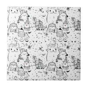 Azulejo Dibujo Patrón Navideño de Invierno Adorable (4)