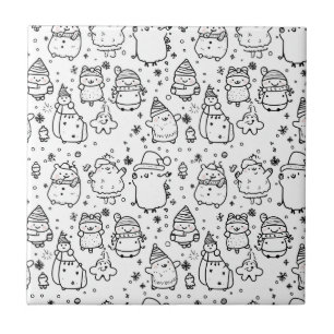 Azulejo Dibujo Patrón Navideño de Invierno Adorable (5)