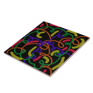 Azulejo Dibujos Divertidos Arte Garabatos Colorido Cocina