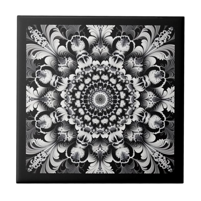 Azulejo Dicha en Blanco y Negro (Frente)