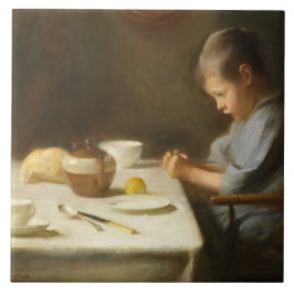 Azulejo Diciendo gracia (niño rezando en la mesa)