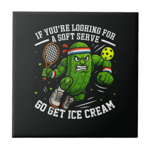 Azulejo Dill Funny Jugando Pickleball