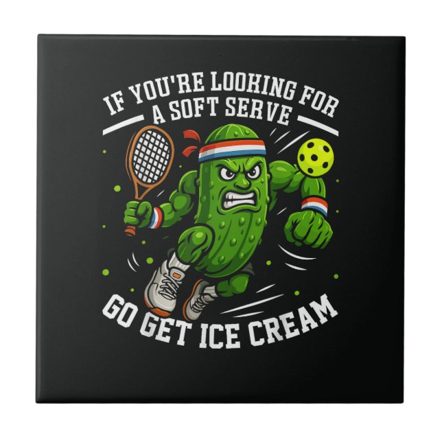 Azulejo Dill Funny Jugando Pickleball (Frente)