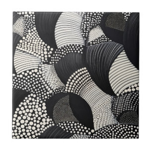 Azulejo Dinámico Blanco Negro - Flujo Geométrico Orgánico