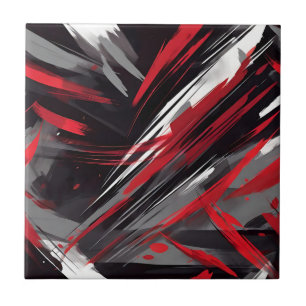 Azulejo Dinámico rojo y gris negrita