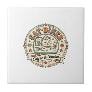 Azulejo Dinerio de gato Dinerio de gato Restaurante retro