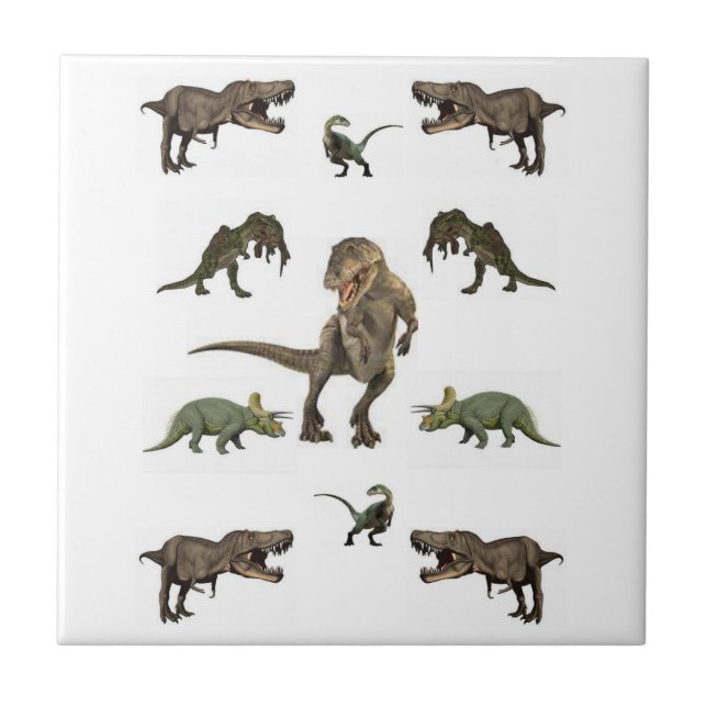 Azulejo Dinosaurio de mosaico cerámico (Frente)