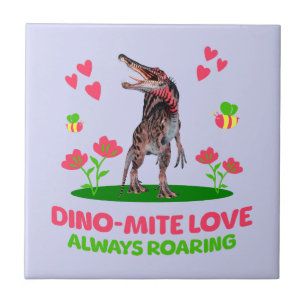 Azulejo Dinosaurio lindo para el día de San Valentín para 