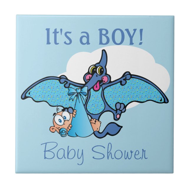 Azulejo Dinosaurio pterodáctilo es un niño Baby Shower (Frente)