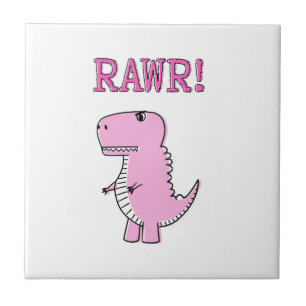 Azulejo Dinosaurio T-Rex, Personalizado Rosa Cuto Y Enojad
