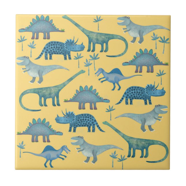 Azulejo Dinosaurios blancos y azules (Frente)
