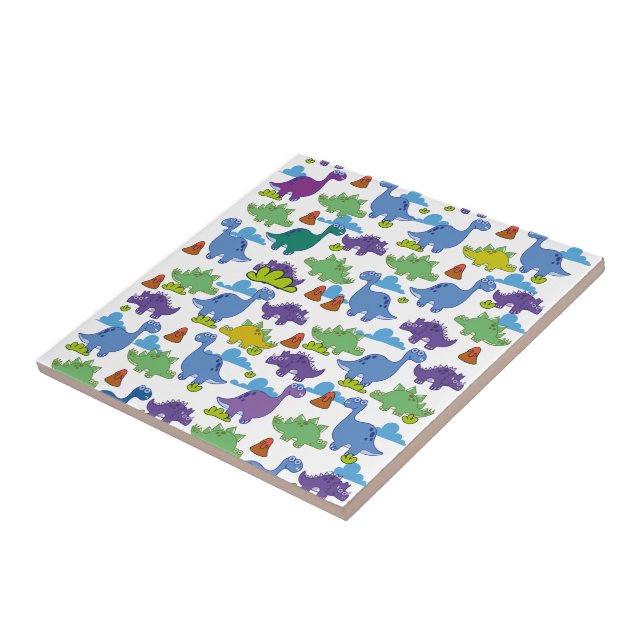 Azulejo Dinosaurios de dibujos animados lindos (Lado)