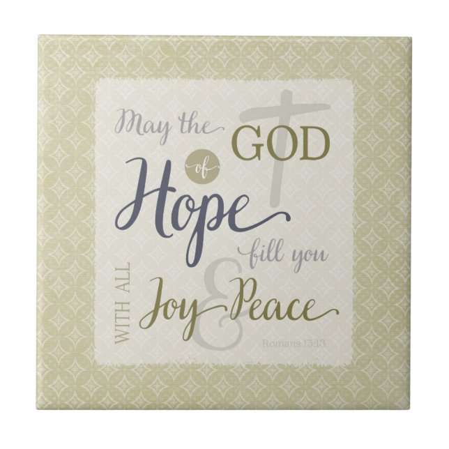 Azulejo Dios de esperanza te llena de alegría y paz (Frente)