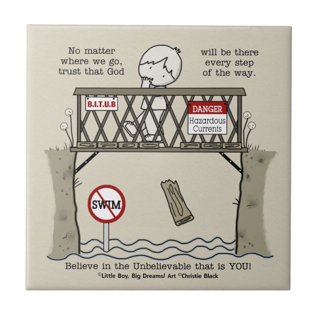 Azulejo Dios estará allí (Frente)