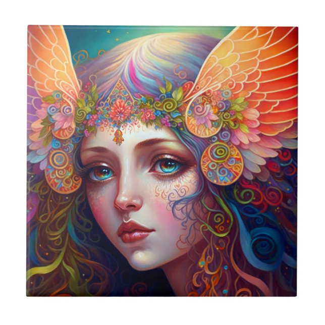 Azulejo Diosa arcoiris Fantasy Art Cerámica Tile (Frente)