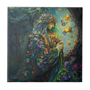 Azulejo Diosa del Bosque Encantado con Mariposas (3)