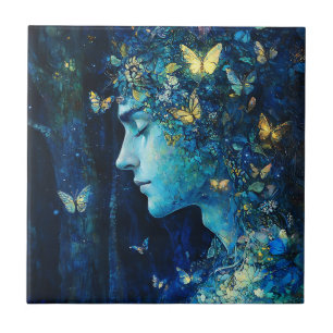 Azulejo Diosa del Bosque Encantado con Mariposas (7)