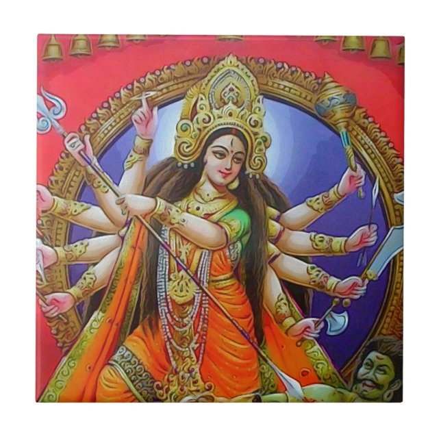 Azulejo Diosa Durga Shakti del guerrero (Frente)