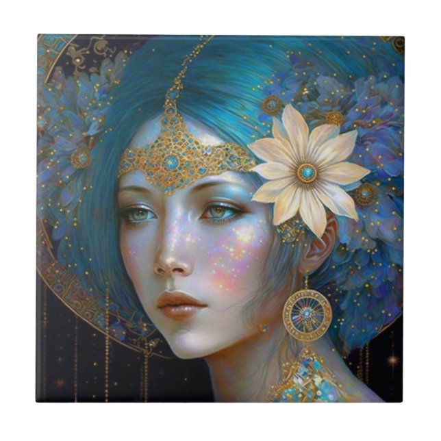 Azulejo Diosa Fantasy Art Cerámica Tile (Frente)