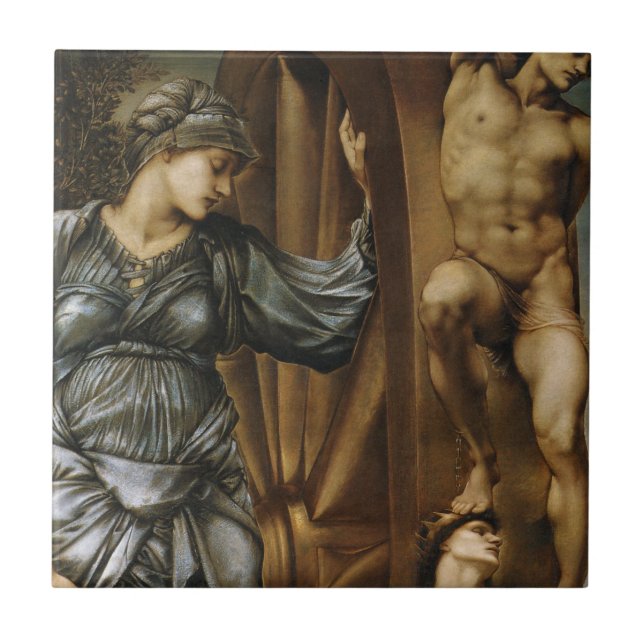 Azulejo Diosa girando la rueda de la fortuna (Burne-Jones) (Frente)
