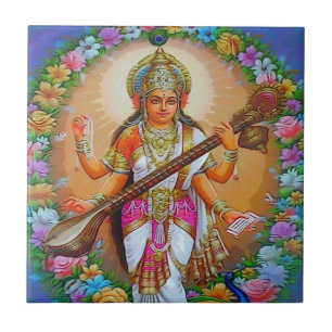 Azulejo Diosa hermosa Saraswati