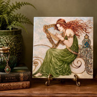 Diosa irlandesa tocando el arpa – Arte Nouveau cel